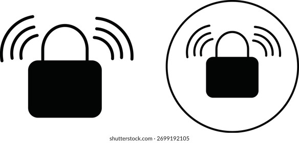 Conjunto de iconos de bloqueo NFC. Iconos de control de acceso NFC. Señales de seguridad inalámbricas. Símbolos de tecnología de acceso seguro

