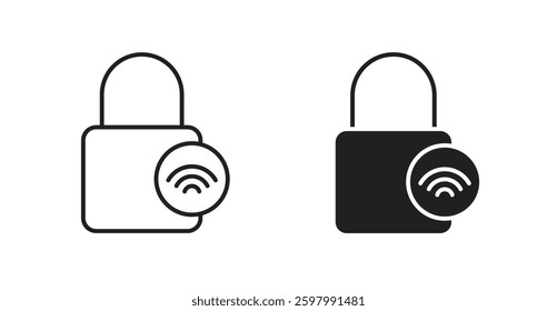 Nfc lock line icon vector set.