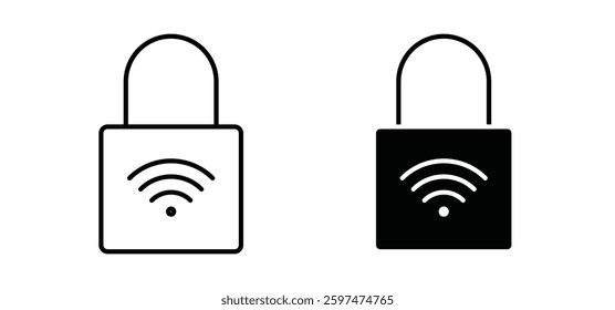 Nfc lock vector icon set black filled and outlined style.