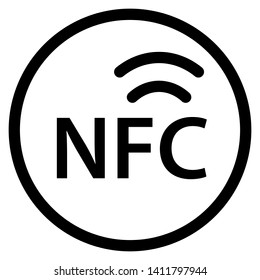 NFC logo contactless wireless payment method through POS terminal icon isolated on white background. NFC technology contact less pay by mobile phone or credit card. Vector illustration