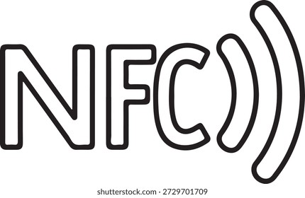 NFC-Logo für Nahfeld-Kommunikationstechnologie für kontaktlose Datenübertragung einzeln auf weißem Hintergrund, Abbildung