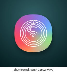 NFC microchip app icon. Near field communication. RFID transponder. UI/UX user interface. NFC tag. Contactless technology. Web or mobile application. Vector isolated illustration