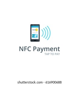 NFC and Mobile payment flat isolated concept. Near Field Communication vector Icon.