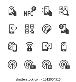 Nfc and mobile payment icons for digital banking and wireless transactions