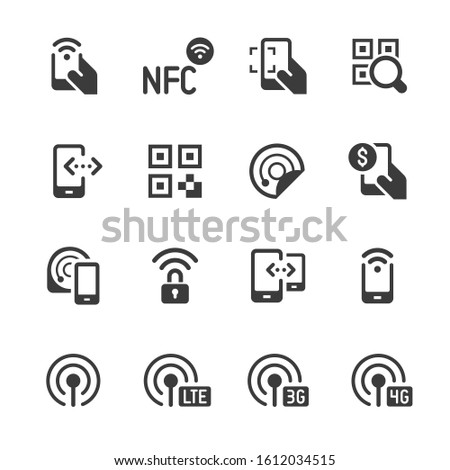 Nfc and mobile payment icons for digital banking and wireless transactions