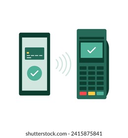 NFC mobile payment on POS terminal machine, isolated icon