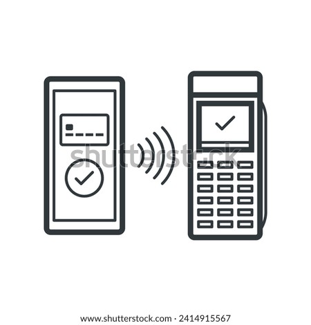 NFC mobile payment on POS terminal machine, isolated icon