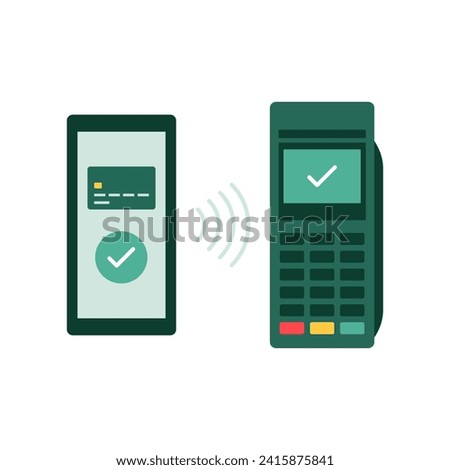 NFC mobile payment on POS terminal machine, isolated icon