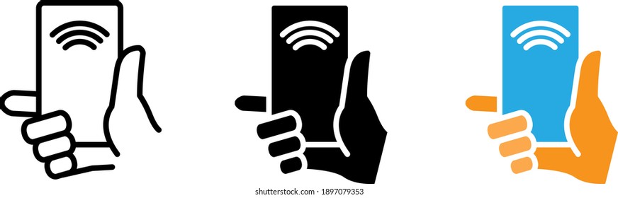 NFC mobile phone, vector icon	