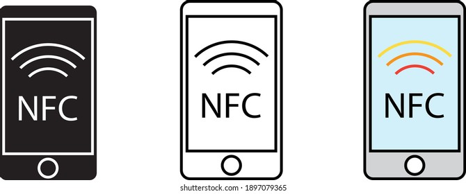 NFC mobile phone, vector icon	