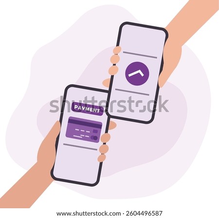 nfc money transfer. transfer money with nfc feature via mobile phone. cashless transaction. activate nfc feature