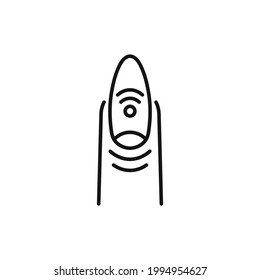 NFC nail line icon isolated on white. Manicure chip for payment or shopping. Otline flat design. Vector illustration. 