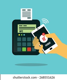 NFC - Near field communication. Mobile payment. flat design. vector illustration