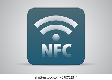 NFC Near-field communication icon button blue green