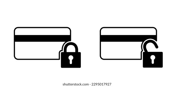 nfc Bezahlung. Kreditkarte mit Sperrsymbol. Banksicherheitskarte gesperrt. Icon. Bribe. Cartoon kontaktlose Karte. Zahlen Sie Karten. Brieftasche, Schutz, sichere Zahlungen, sichere Kreditkarte. Transaktion, Transferkonzept