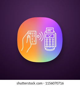 NFC payment app icon. POS terminal. UI/UX user interface. Payment terminal. Contactless transaction. Near field communication. E-payment. Web or mobile application. Vector isolated illustration