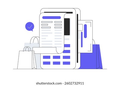 NFC payment concept template, POS terminal confirms the payment by debit card, Invoice, Shopping concept, Payment machine, Credit card. Flat Cartoon Vector Illustration, icon. Stylish abstract design