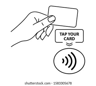 NFC Payment. Contactless Payment Icon. Contactless NFC Wireless Pay Sign. Tap To Pay Concept - Vector Sign.
