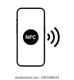 NFC payment. Contactless, wireless payment with a smartphone is available. Near-field communication. Vector illustration