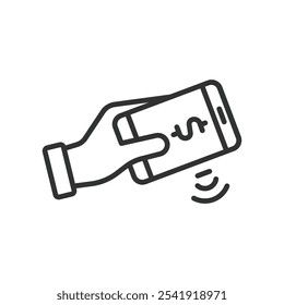 NFC payment, icon in line design. NFC, payment, contactless, mobile, wireless, transaction, tap on white background vector. NFC payment editable stroke icon