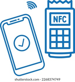 NFC payment icon, money transaction icon blue vector