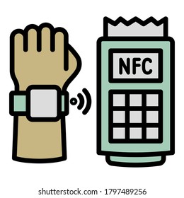 Nfc payment icon. Outline nfc payment vector icon for web design isolated on white background