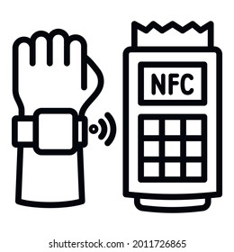 Nfc payment icon. Outline nfc payment vector icon for web design isolated on white background