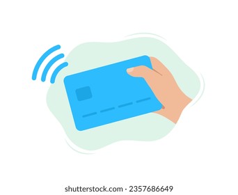 NFC Payment Icon. Secure and Contactless Transactions with Credit Bank Cards Using Wireless NFC Pay Technology. Gateway Payment Vector illustration isolated on white background with icons