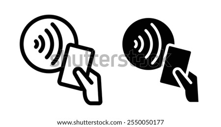 NFC payment Icon set in black filled and line.