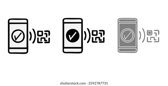 NFC payment icon set. Contactless wireless pay sign. NFC technology icon. Credit card nfc payment. Editable stroke. Vector line icon.