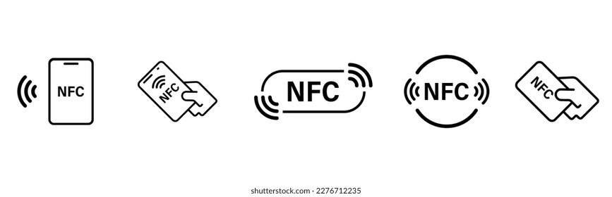 NFC payment icon set. Wireless payment sign. Vector illustration.