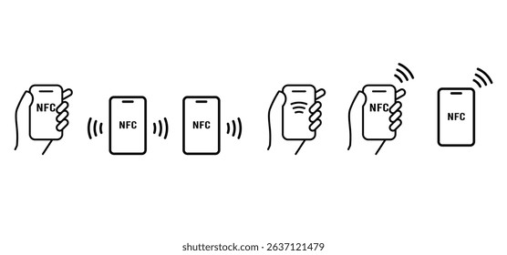 nfc payment icon vector. NFC payment set.