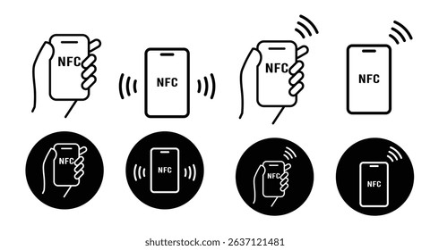 nfc payment icon vector. NFC payment set.