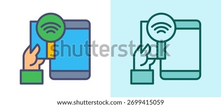 Nfc Payment Icon whitegreen Vector Illustration