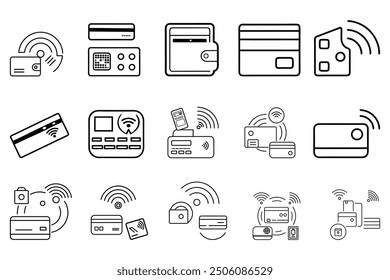 NFC Payment Icons: Versatile, editable icons for contactless payments. Perfect for mobile apps, websites, and marketing materials.