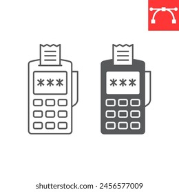 NFC payment line and glyph icon, banking and finance, smart watch payment contactless vector icon, vector graphics, editable stroke outline sign, eps 10.