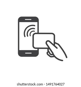 NFC Payment Line Vector Icon For Websites And Mobile.