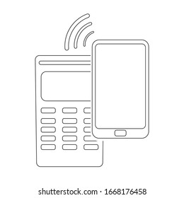 NFC payment linear icon. Cash receipt, QR code scanner, NFC smartphone. Thin line contour symbols. Isolated vector outline illustrations.