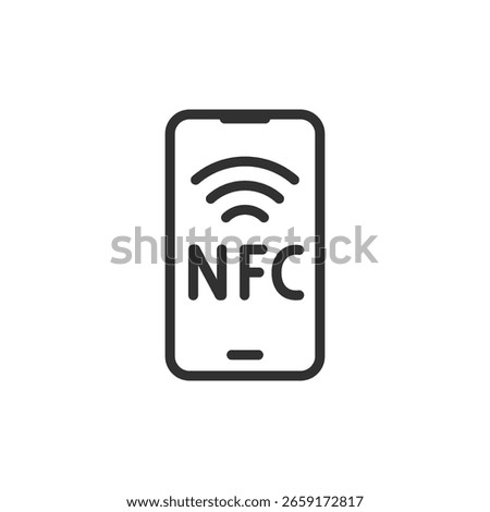 NFC payment, linear icon. Contactless smartphone transaction. Line with editable stroke.