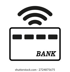 NFC payment linear icons. Contactless transaction with credit card. Wireless pay pass technology for payment. Smart bank card icon with chip. Credit card icon nfc, banking, finance money transaction symbol. Minimalist line art icon. Vector illustration