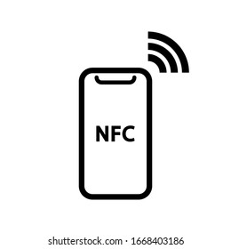 NFC payment with mobile phone / smartphone flat vector icon for apps and websites. Vector illustration.