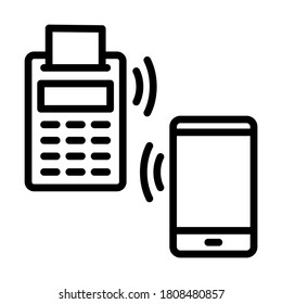 Nfc payment outline vector icon. Online transaction. For web design and printing.