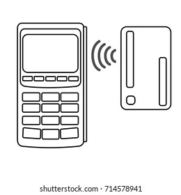 NFC payment. Pos-terminal with card. Vector illustration
