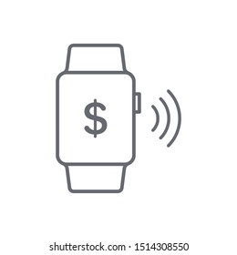 NFC payment with smart watch icon isolated on white background. Payment symbol modern, simple, vector, icon for website design, mobile app, ui. Vector Illustration