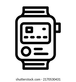 nfc Zahlungssystem in Uhren Linie Symbol Vektorgrafik. nfc Zahlungssystem in Uhren Zeichen. isoliertes Kontursymbol