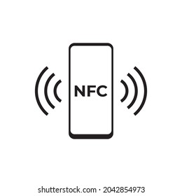 NFC-Zahlungstechnologie mit Smartphone-Linie, Vektorsymbol