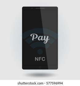 Nfc payment vector illustration. Mobile payment through POS. Making wireless transactions.