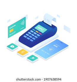 NFC Payment vector isometric style. Illustration for websites, landing pages, mobile applications, posters and banners