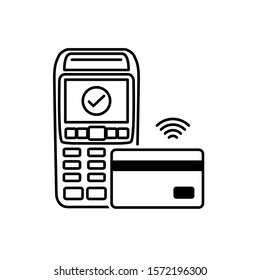 NFC Payment Vector Outline. contactless payment machines with a credit card