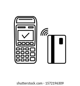 NFC Payment Vector Outline. contactless payment machines with a credit card